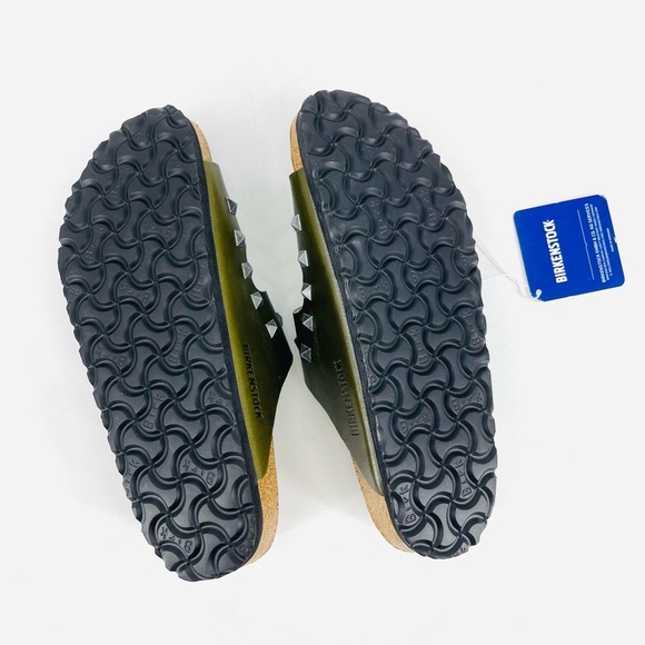 🔥RARE Birkenstock Arizona Stud Rivet Sandal 38 Olive Khaki Green PunkRock Unisex - Picture 11 of 12